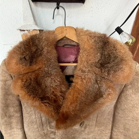 Men's Brown Fur Collar Coat - Picture 2 of 16